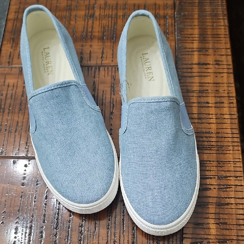 Ralph Lauren Denim Blue Slip-On Loafers - Picture 1 of 3